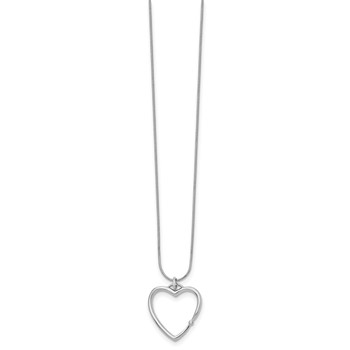 White Ice Sterling Silver Rhodium-plated 18 Inch Diamond Open Heart Necklace with 2 Inch Extender — alternate view