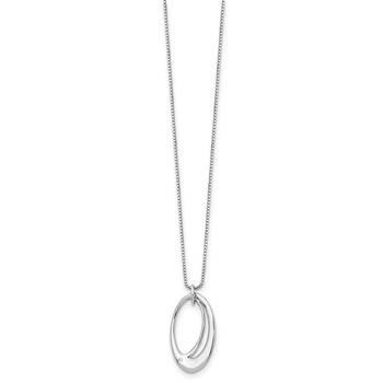 White Ice Sterling Silver Rhodium-plated 18 Inch Open Oval Diamond Necklace with 2 Inch Extender — alternate view