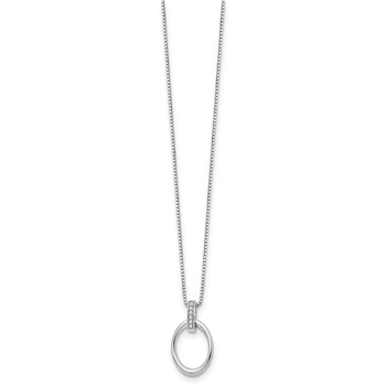 White Ice Sterling Silver Rhodium-plated 18 Inch Diamond Open Oval Necklace with 2 Inch Extender — alternate view