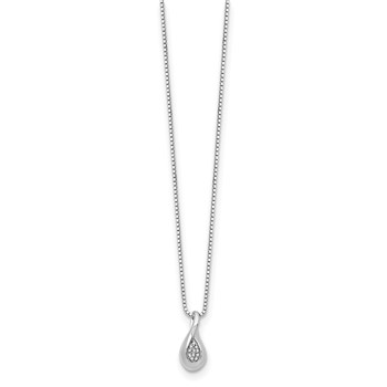 White Ice Sterling Silver Rhodium-plated 18 Inch Diamond Teardrop Necklace with 2 Inch Extender — alternate view
