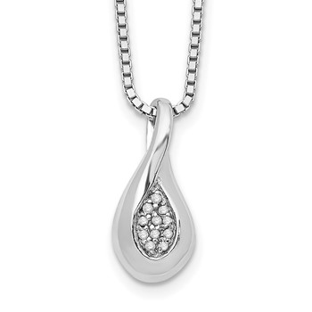White Ice Sterling Silver Rhodium-plated 18 Inch Diamond Teardrop Necklace with 2 Inch Extender