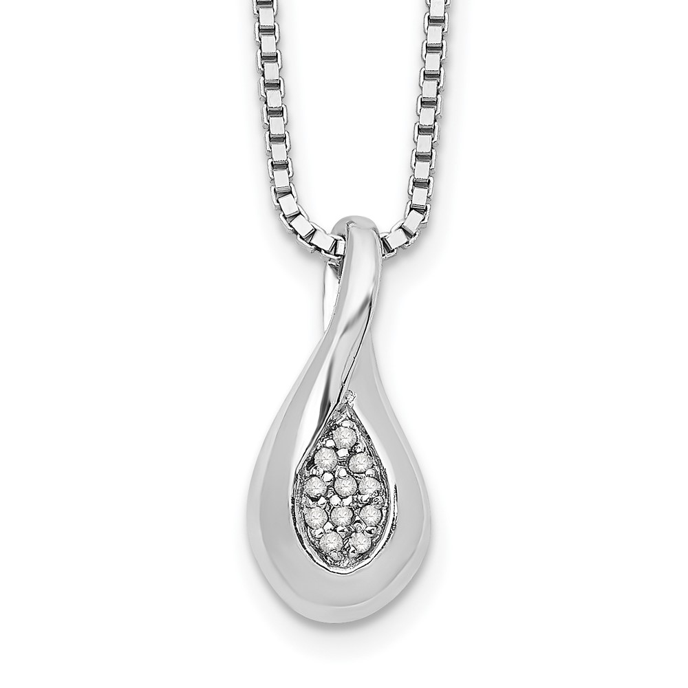 Sterling Silver RH Plated White Ice .04ct. Diamond Necklace