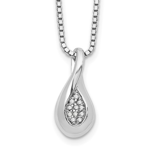 Sterling Silver RH Plated White Ice .04ct. Diamond Necklace