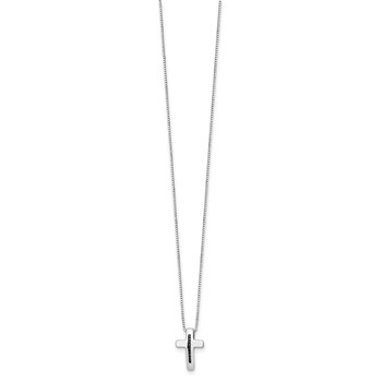 White Ice Sterling Silver Rhodium-plated 18 Inch Black Diamond Cross Necklace with 2 Inch Extender — alternate view