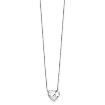 White Ice Sterling Silver Rhodium-plated 18 Inch Diamond Heart Necklace with 2 Inch Extender — alternate view