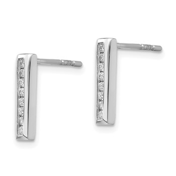 White Ice Sterling Silver Rhodium-plated Chanel-set Diamond Post Drop Earrings — alternate view