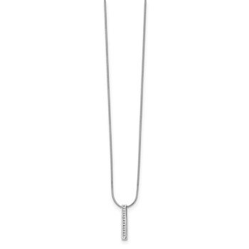 14k White Gold 1/8 carat Lab Grown Diamond VS/SI+ G+ Complete 18 inch Vertical Bar Pendant Necklace — alternate view