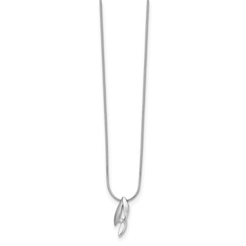 White Ice Sterling Silver Rhodium-plated Satin and Polished 18 Inch Diamond Necklace with 2 Inch Extender — alternate view