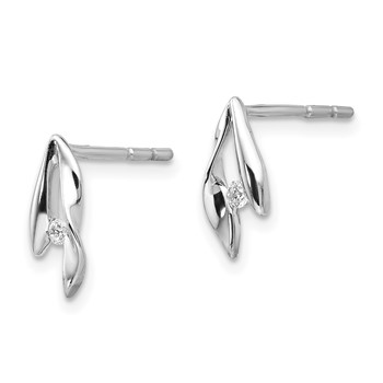 White Ice Sterling Silver Rhodium-plated Satin and Polished Diamond Post Earrings — alternate view