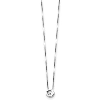White Ice Sterling Silver Rhodium-plated 18 Inch Diamond Open Circle Necklace with 2 Inch Extender — alternate view
