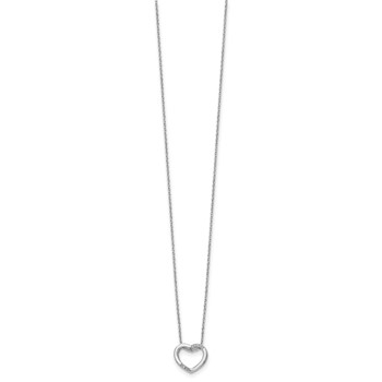 White Ice Sterling Silver Rhodium-plated 18 Inch Diamond Open Heart Necklace with 2 Inch Extender — alternate view