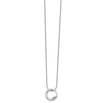 White Ice Sterling Silver Rhodium-plated 18 Inch Diamond Open Circle Necklace with 2 Inch Extender — alternate view