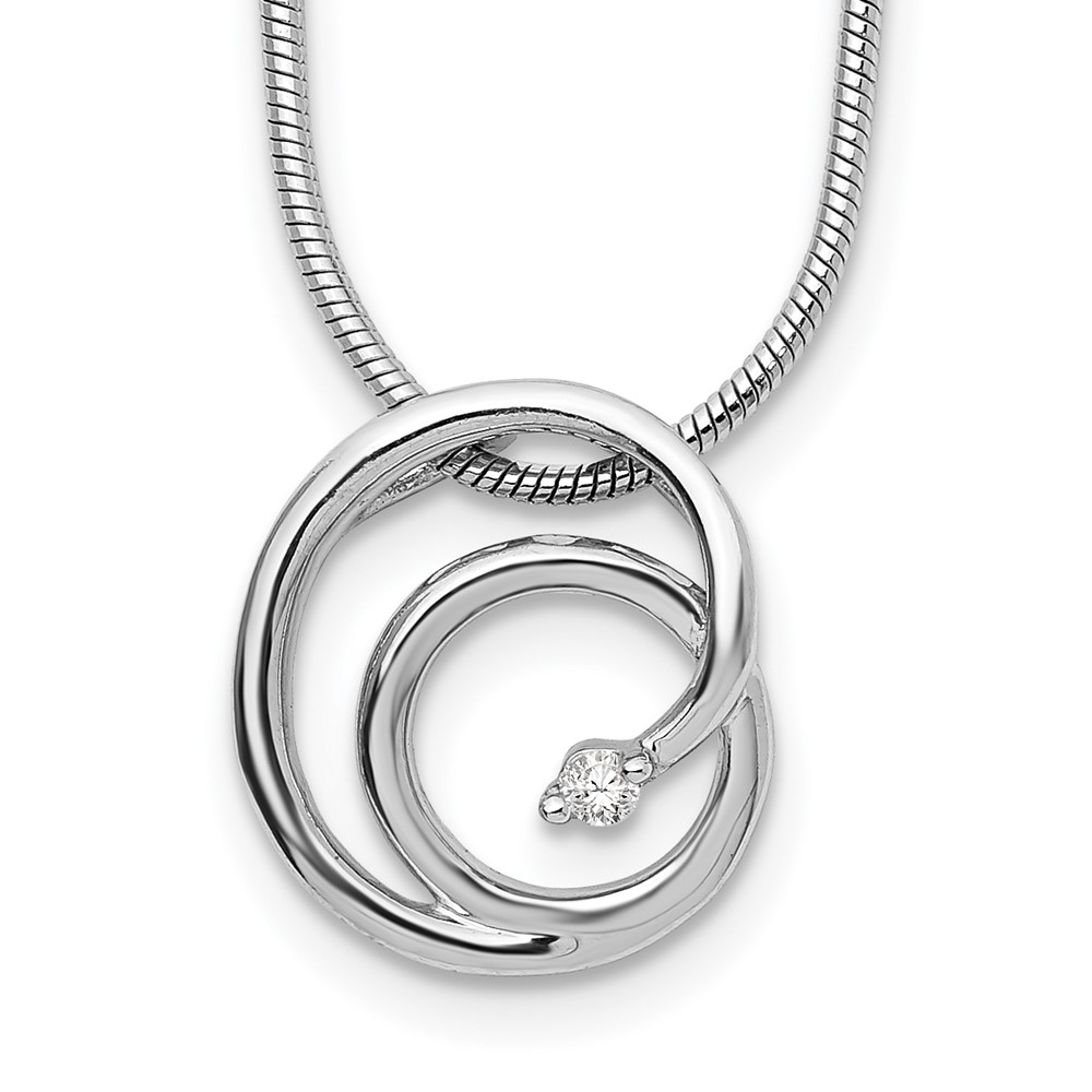 Sterling Silver RH Plated White Ice .02ct Diamond Necklace