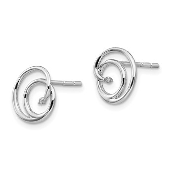 White Ice Sterling Silver Rhodium-plated Diamond Swirl Post Earrings — alternate view