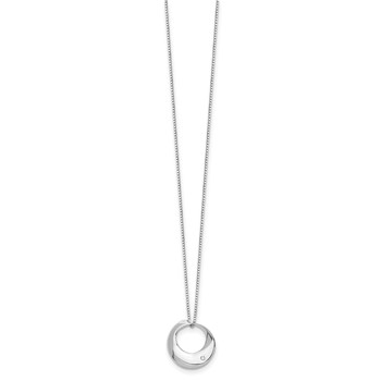 White Ice Sterling Silver Rhodium-plated 18 Inch Diamond Open Circle Necklace with 2 Inch Extender — alternate view