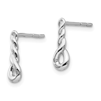 White Ice Sterling Silver Rhodium-plated Twisted Diamond Post Dangle Earrings — alternate view
