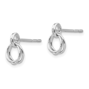 White Ice Sterling Silver Rhodium-plated Three Ring Diamond Post Earrings — alternate view