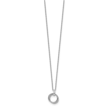White Ice Sterling Silver Rhodium-plated 18 Inch Diamond Three Ring Necklace with 2 Inch Extender — alternate view