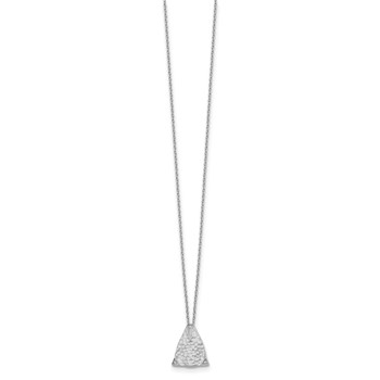 White Ice Sterling Silver Rhodium-plated 18 Inch Textured Polished and Satin Triangle Diamond Necklace with 2 Inch Extender — alternate view