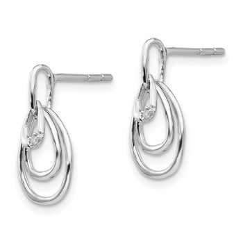 White Ice Sterling Silver Rhodium-plated Teardrop Diamond Post Dangle Earrings — alternate view