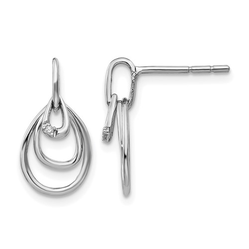 Sterling Silver RH Plated White Ice .01ct Diamond Post Earrings