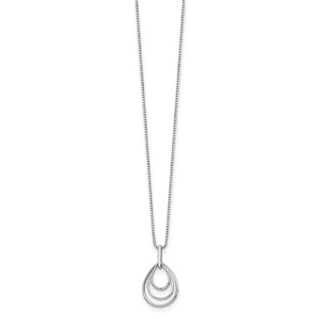 White Ice Sterling Silver Rhodium-plated 18 Inch Diamond Fancy Teardrop Necklace with 2 Inch Extender — alternate view