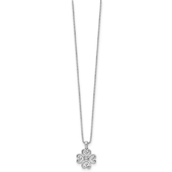 White Ice Sterling Silver Rhodium-plated 18 Inch Diamond 4 Heart Necklace with 2 Inch Extender — alternate view