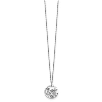 White Ice Sterling Silver Rhodium-plated 18 Inch Diamond Flower Necklace with 2 Inch Extender — alternate view