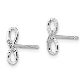 White Ice Sterling Silver Rhodium-plated Infinity Symbol Diamond Post Earrings — alternate view