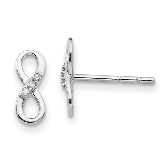 Sterling Silver White Ice Diamond Infinity Symbol Post Earrings Sterling Silver White Ice Diamond Infinity Symbol Post Earrings