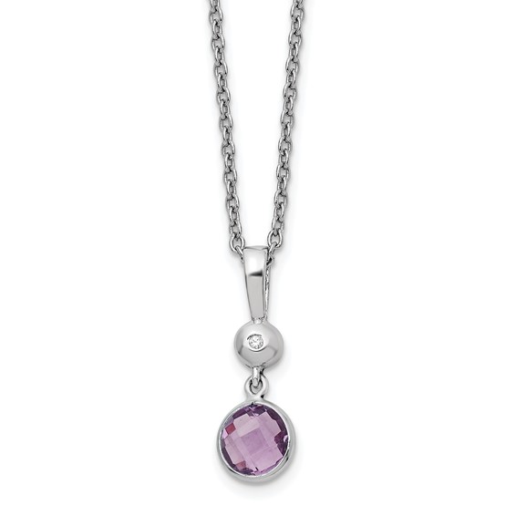 Sterling Silver White Ice Diamond and Amethyst Teardrop Necklace Sterling Silver White Ice Diamond and Amethyst Teardrop Necklace