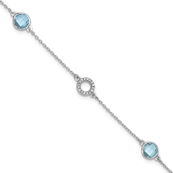 Sterling Silver White Ice Diamond and Blue Topaz Necklace Sterling Silver White Ice Diamond and Blue Topaz Necklace