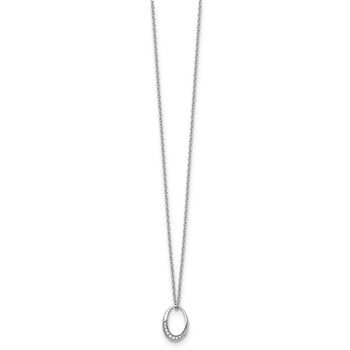 White Ice Sterling Silver Rhodium-plated 18 Inch Diamond Open Oval Necklace with 2 Inch Extender — alternate view