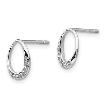 White Ice Sterling Silver Rhodium-plated Open Oval Diamond Post Earrings — alternate view