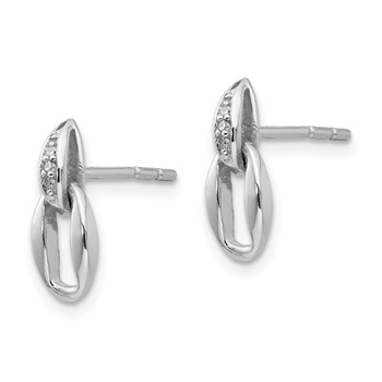 White Ice Sterling Silver Rhodium-plated Open Oval Diamond Post Dangle Earrings — alternate view