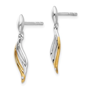 White Ice Sterling Silver Rhodium-plated Gold-plated Diamond Post Dangle Earrings — alternate view