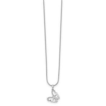 White Ice Sterling Silver Rhodium-plated 18 Inch Diamond Butterfly Necklace  with 2 Inch Extender — alternate view