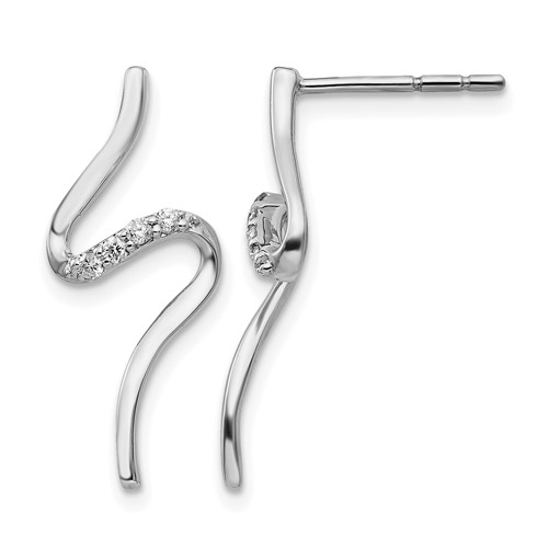 Sterling Silver RH Plated White Ice Diamond Post Earrings