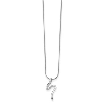 White Ice Sterling Silver Rhodium-plated 18 Inch Diamond S Shaped Necklace with 2 Inch Extender — alternate view