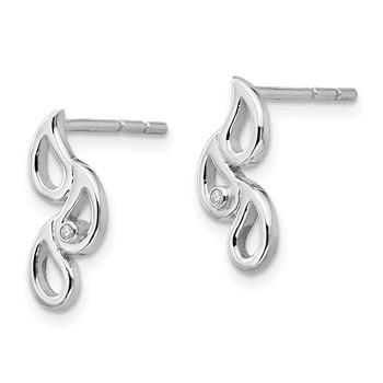 White Ice Sterling Silver Rhodium-plated Diamond Raindrop Post Earrings — alternate view