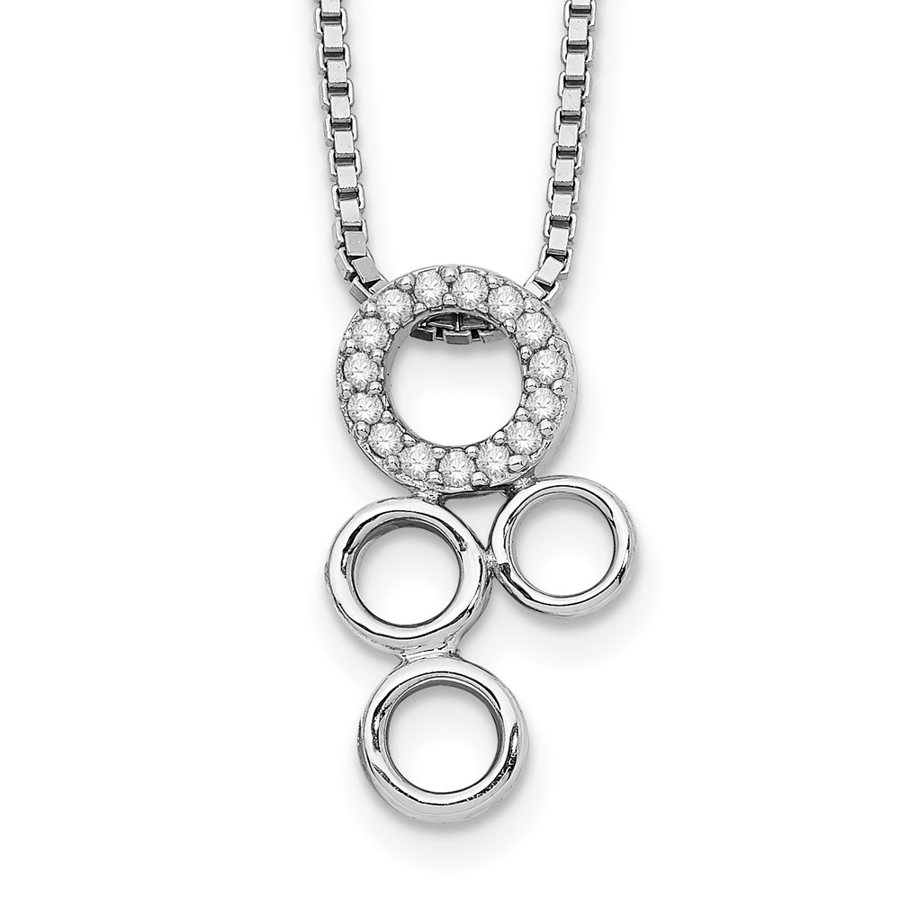 Sterling Silver RH Plated White Ice .07ct Dia. Slide Pendant Necklace