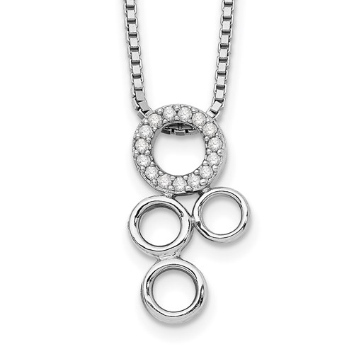 Sterling Silver RH Plated White Ice .07ct Dia. Slide Pendant Necklace