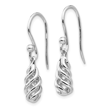 White Ice Sterling Silver Rhodium-plated Diamond Spiral Dangle Shepherd Hook Earrings — alternate view