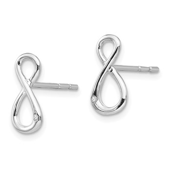 White Ice Sterling Silver Rhodium-plated Diamond Infinity Symbol Post Earrings — alternate view