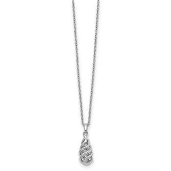 White Ice Sterling Silver Rhodium-plated 18 Inch Diamond Spiral Necklace with 2 Inch Extender — alternate view