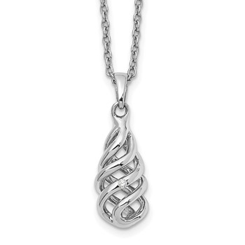 White Ice Sterling Silver Rhodium-plated 18 Inch Diamond Spiral Necklace with 2 Inch Extender