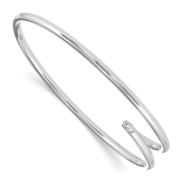 White Ice Sterling Silver Rhodium-plated Diamond Bangle — alternate view