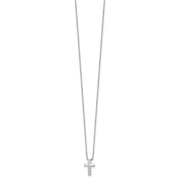 White Ice Sterling Silver Rhodium-plated 18 Inch Diamond Cross Slide Pendant Necklace with 2 Inch Extender — alternate view