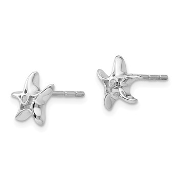 White Ice Sterling Silver Rhodium-plated Diamond Starfish Post Earrings — alternate view