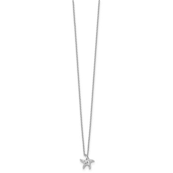 White Ice Sterling Silver Rhodium-plated 18 Inch Diamond Starfish Slide Pendant Necklace with 2 Inch Extender — alternate view